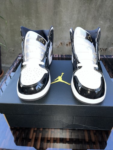 Air Jordan 1 Mid Patent Black White Gold Men 852542-007 7Y - photo 4