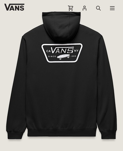 Vans Mens Classic Fit Hoodie Black Full Patch Graphic Pullover