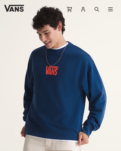 VANS Stretch Logo Crew Sweatshirt Mens - Midweight Fleece, Large - photo 3
