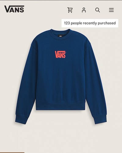 VANS Stretch Logo Crew Sweatshirt Mens - Midweight Fleece, Large - photo 5