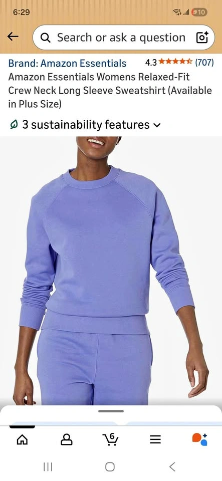 Amazon Essentials Womens Relaxed-Fit Crew Neck Sweatshirt S