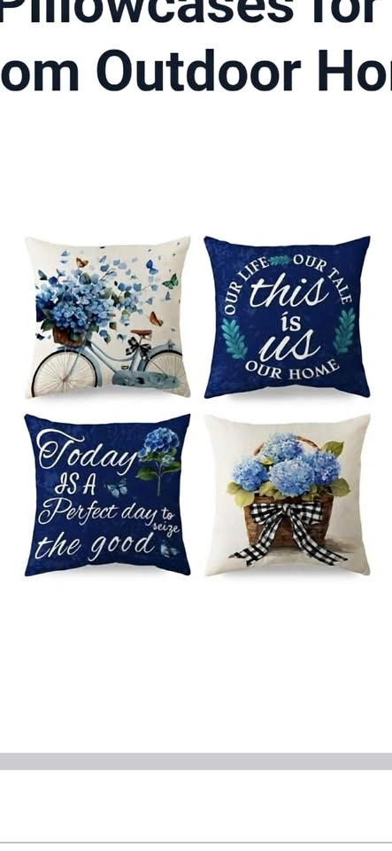 Aogewon Blue Hydrangea Bicycle Throw Pillow Covers 18x18 Set of