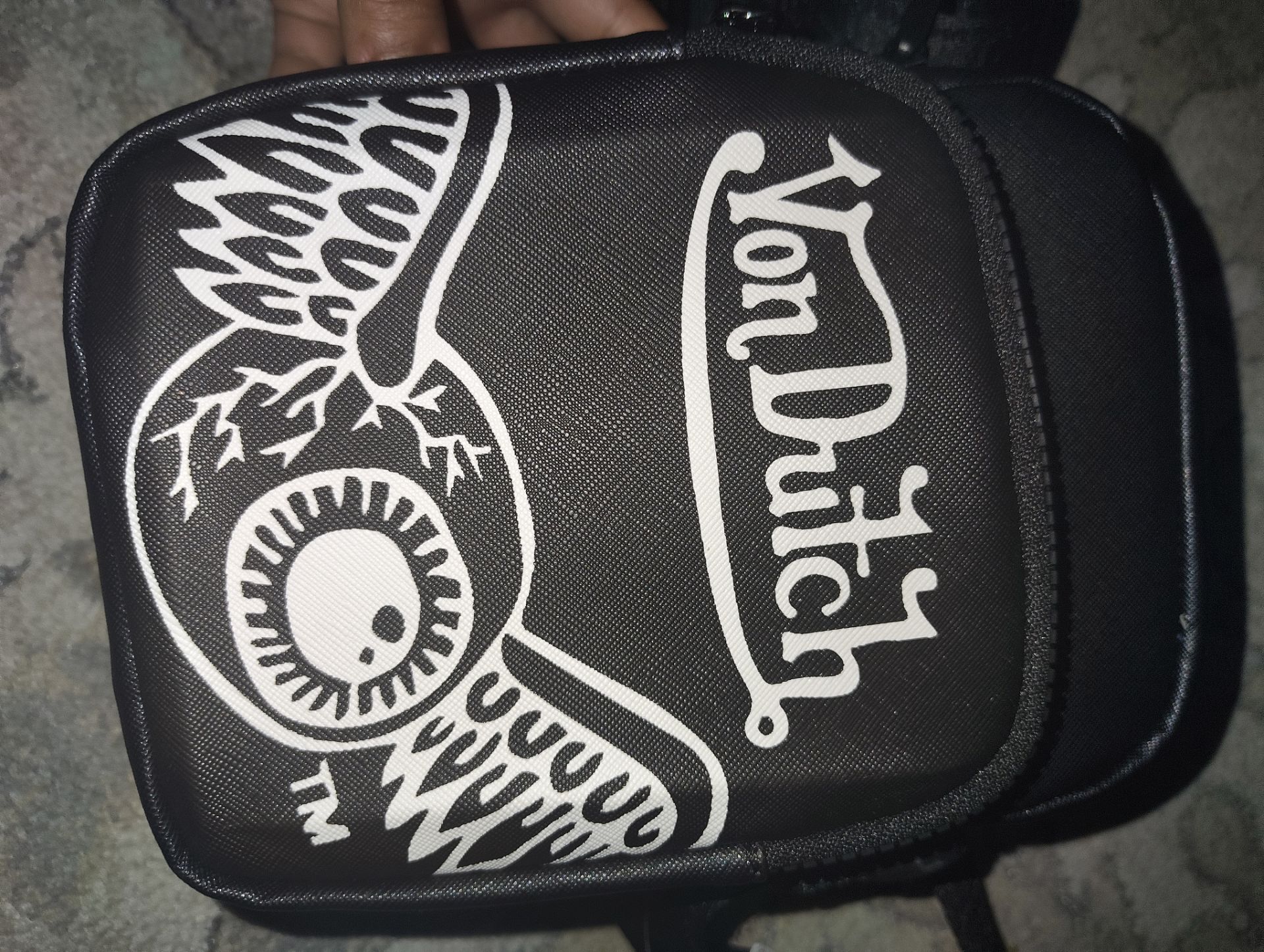 Von Dutch Black Crossbody Bag with Classic Flying Eyeball Logo