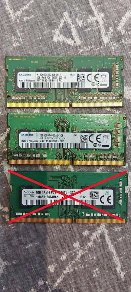 Samsung and SK Hynix 4GB DDR4 Laptop RAM