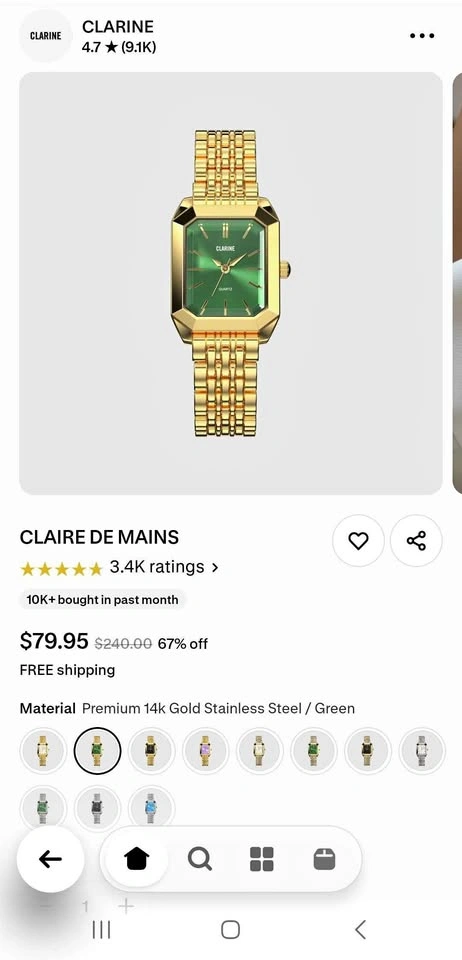 14k Gold stainless steel watch from Clarine