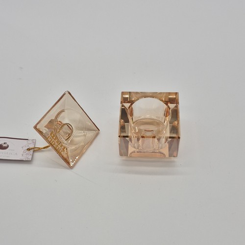 Judaica Decorative Glass Perfume Bottle Square Light Pink - photo 3