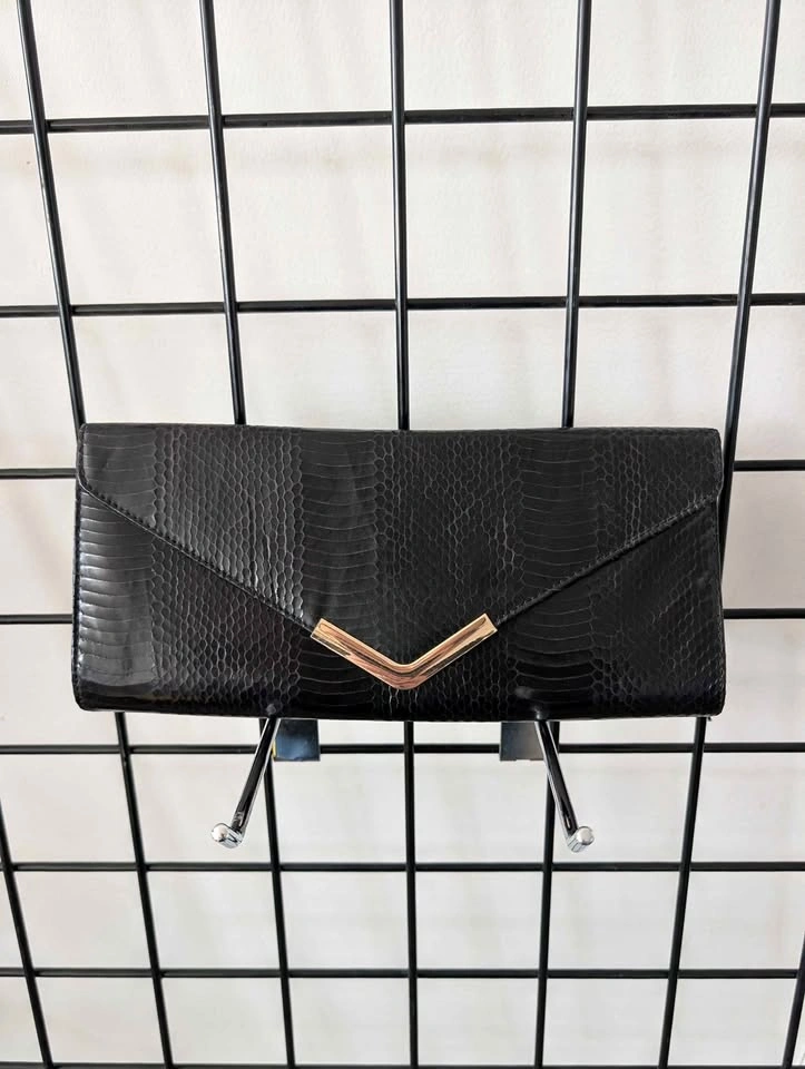 Aldo Black Snakeskin Clutch