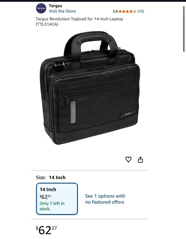Targus 14” Laptop Bag New Condition