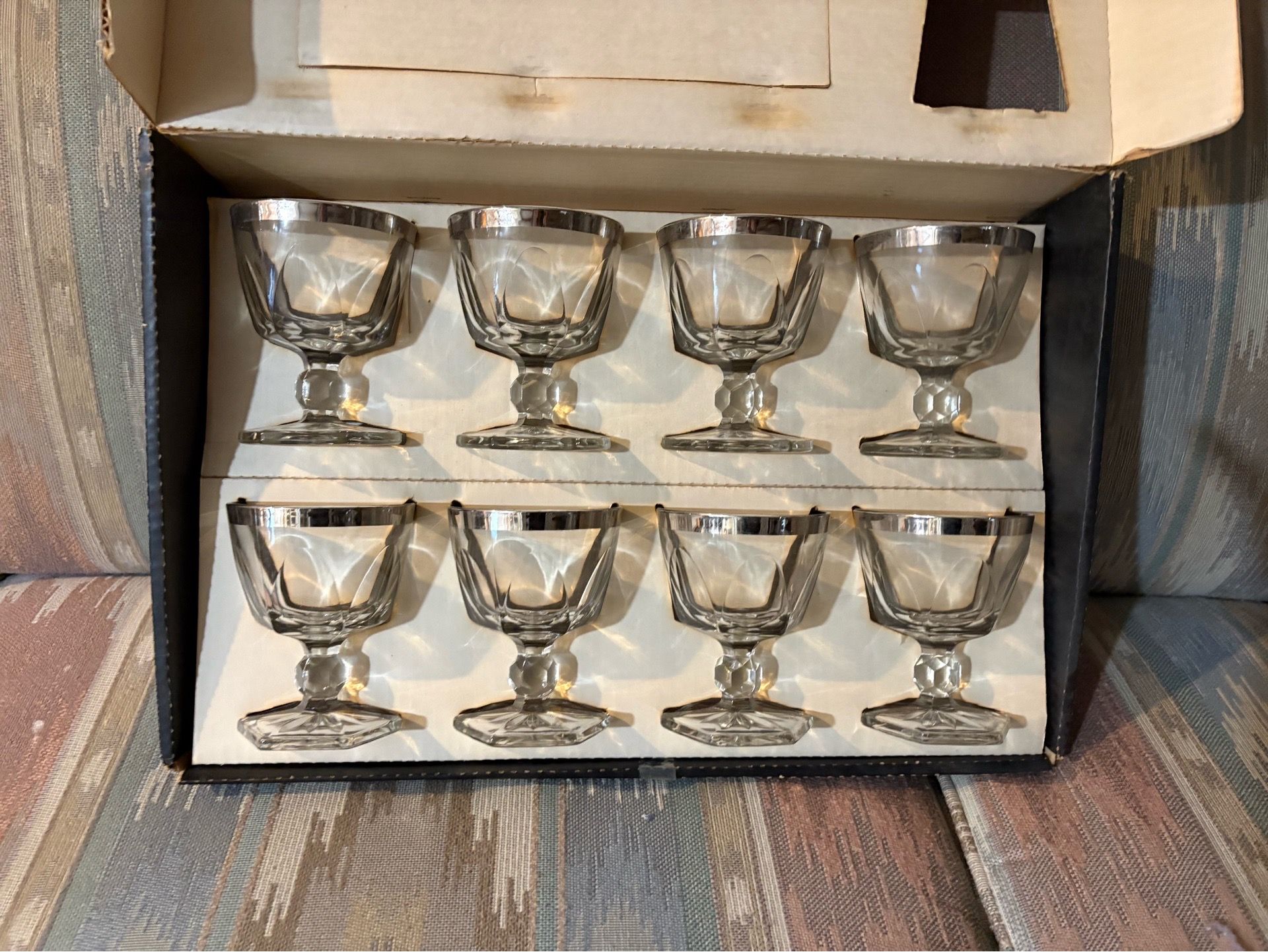 SET OF 8 Hazel Ware crystal gothic sherbets glasses