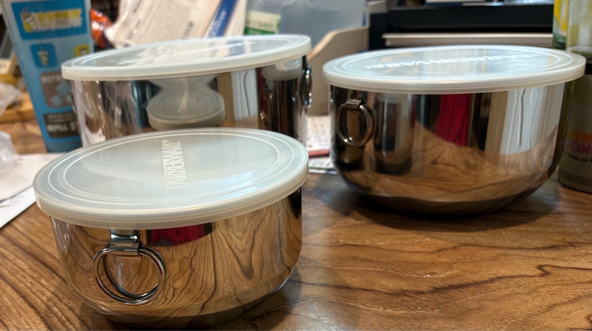 NEW NEVER USED SET OF 3 FARBERWARE STAINLESS STEEL MIXING BOWLS - photo 3