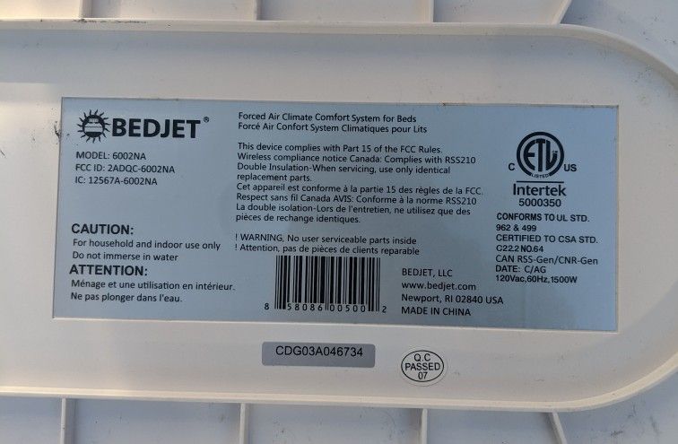 Bed Jet Bedjet V2 Model 6002NA - photo 2