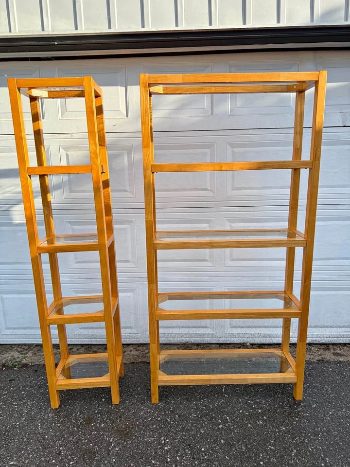 Set of solid pine shelf units