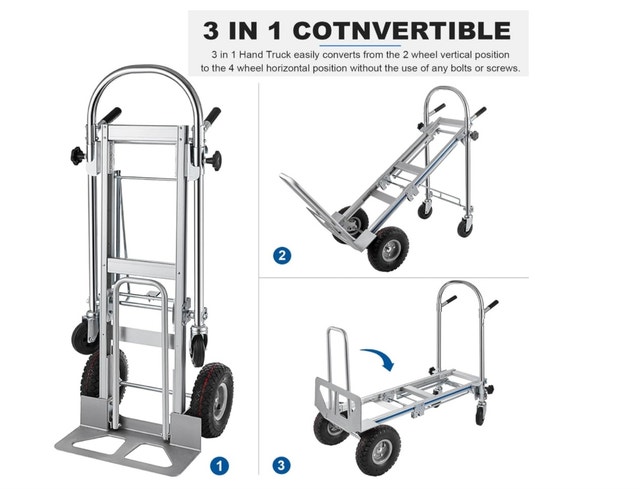 TOPDEEP 3 in 1 Aluminum Hand Truck, Convertible Dolly 1000 LBS - photo 3