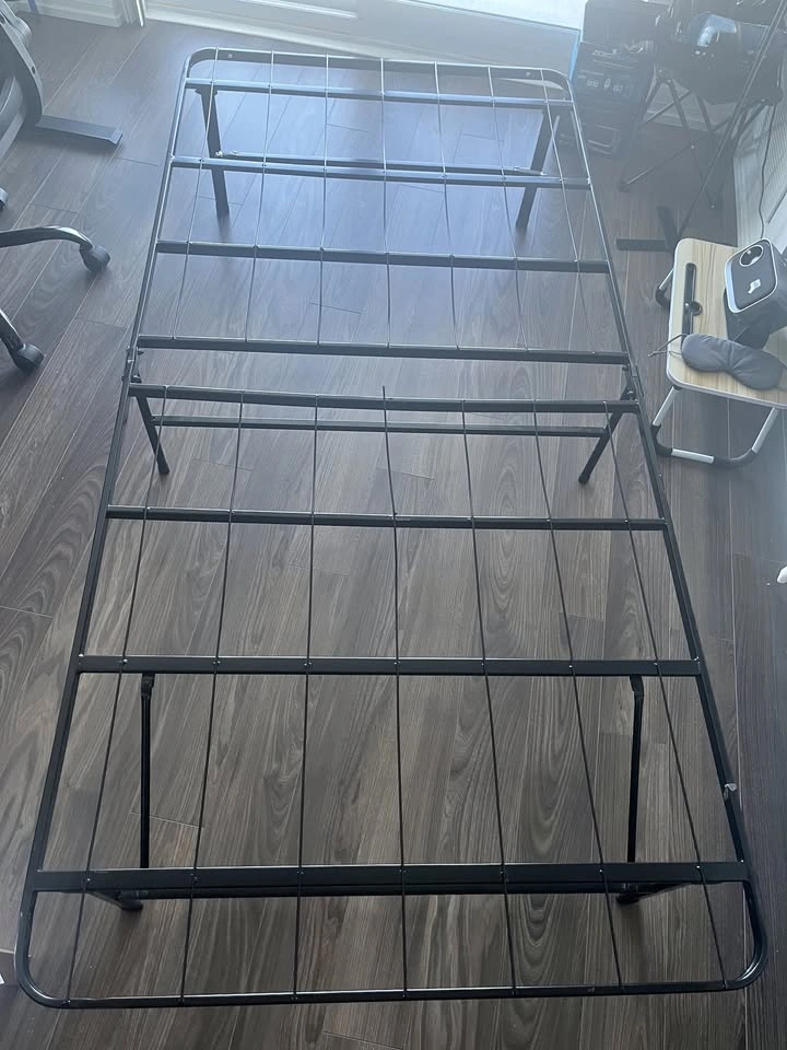 Foldable Twin Bed Frame Metal Platform - Single Size Steel Suppo