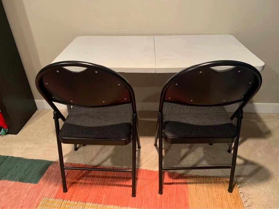 2 Folded Padded Card Table Chairs + Folding Table - photo 5