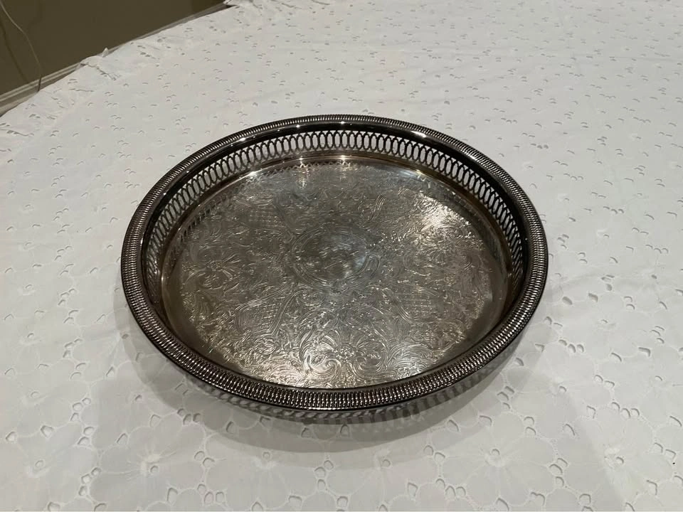 Vintage Tray Silver Plated 12 ‘ Rogers Gallery Rim - photo 3