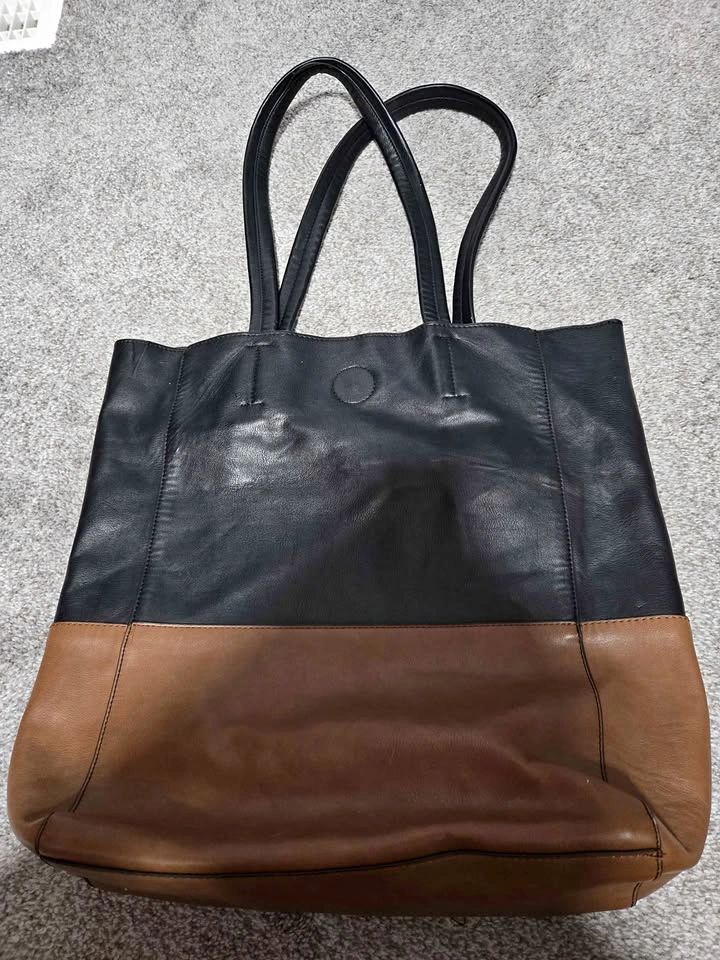 Lily & Ivy Two-Tone Leather Tote Bag