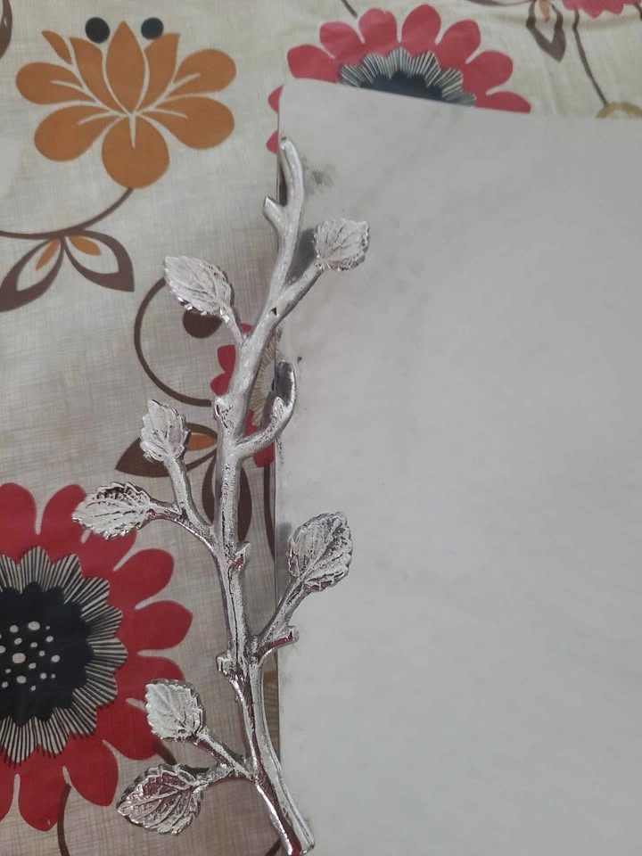 Hammered Metal Square Tray with Branch Handles - photo 4