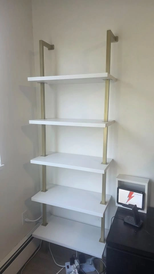 Nathan James Theo 5-Shelf Ladder Bookshelf – White & Gold - photo 2