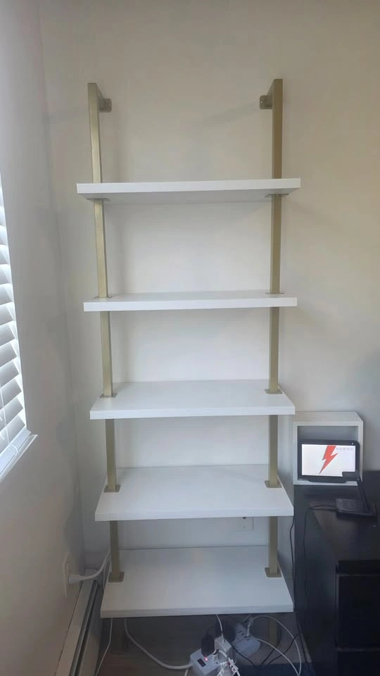 Nathan James Theo 5-Shelf Ladder Bookshelf – White & Gold - photo 3