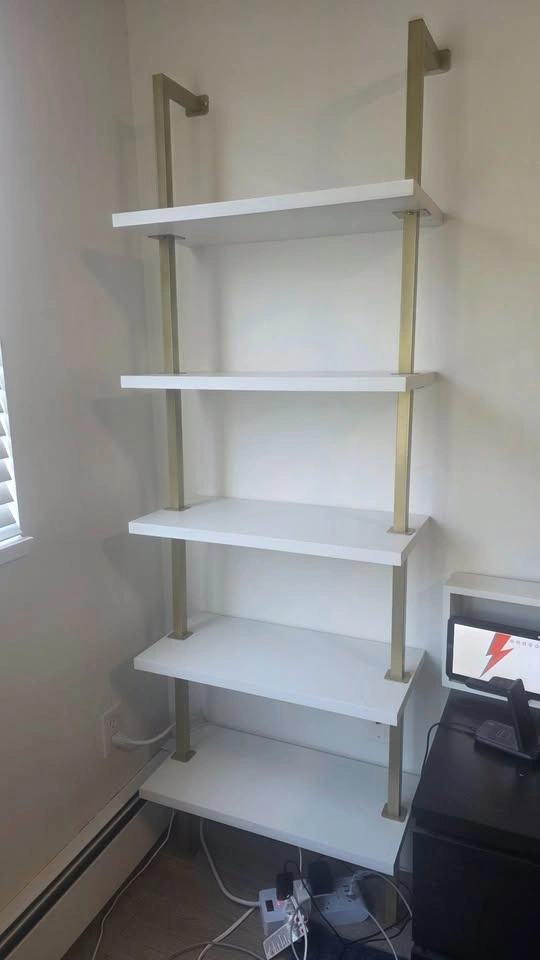 Nathan James Theo 5-Shelf Ladder Bookshelf – White & Gold - photo 5