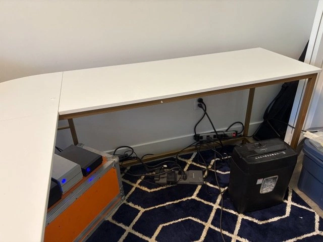 Modern White & Gold L-Shaped Computer Desk - photo 2