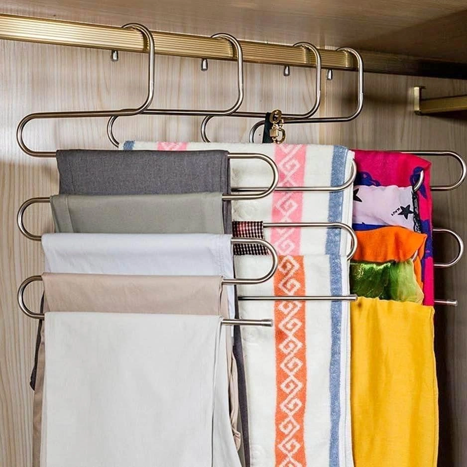 10PC 5-LAYER S-SHAPE PANTS HANGERS