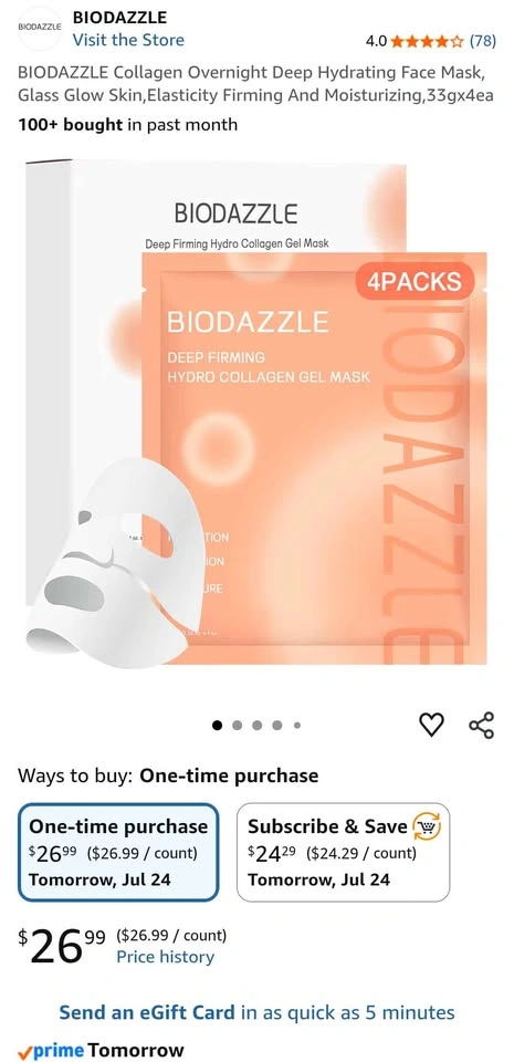 BIODAZZLE Overnight Deep Firming Hydro Collagen Gel Mask - photo 2
