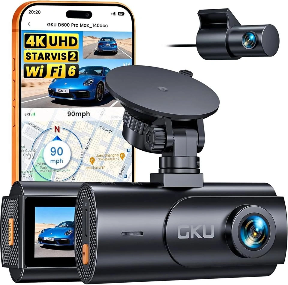 4K Dual Dash Cam Front and Rear – STARVIS 2, WiFi6, GPS
