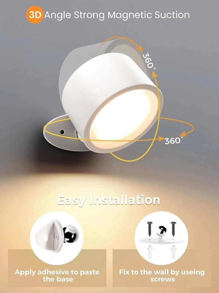 Battery Operated Magnetic LED Wall Sconces – 3 Colour Temps, Dim - photo 3