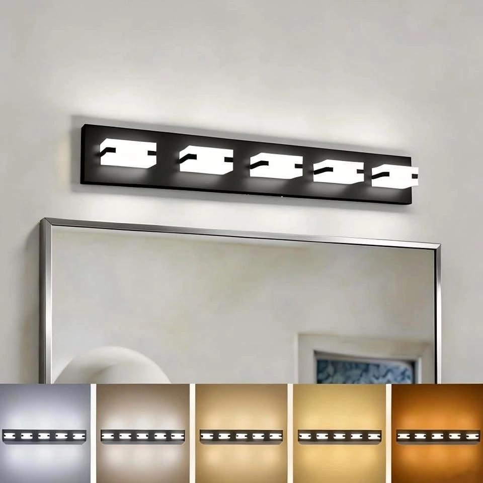 5-Light Black Bathroom Vanity Light – 5CCT, ETL Listed