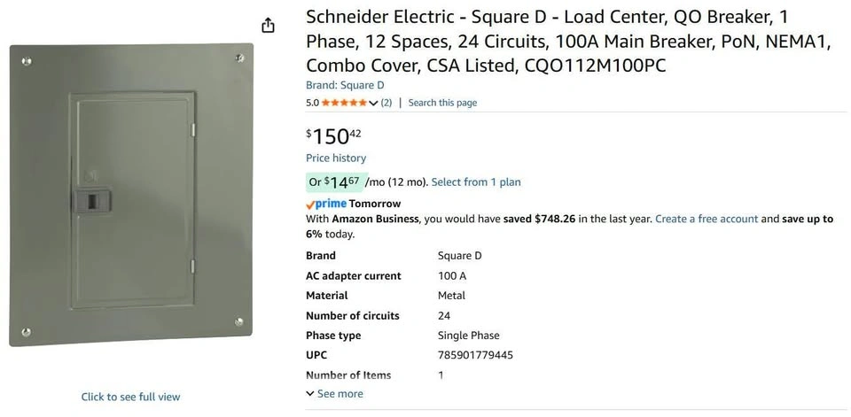 Square D QO 100A Main Breaker Load Center - photo 3