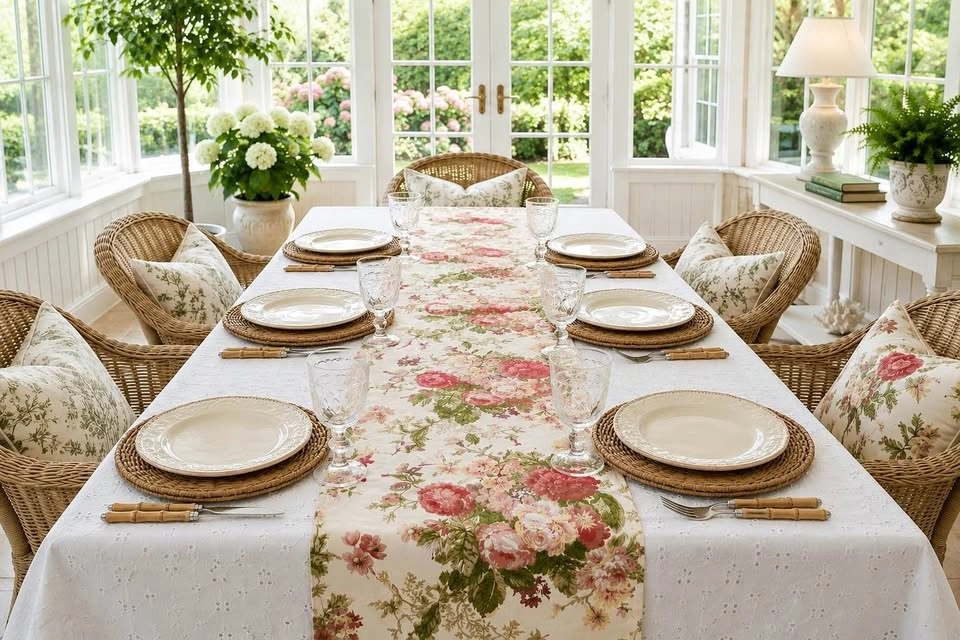 Table Runner Vintage Cabbage Rose