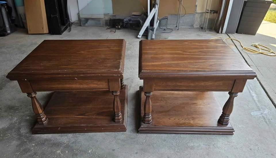 Pair (2) of Vintage Solid Wood End Tables – As Is - photo 2