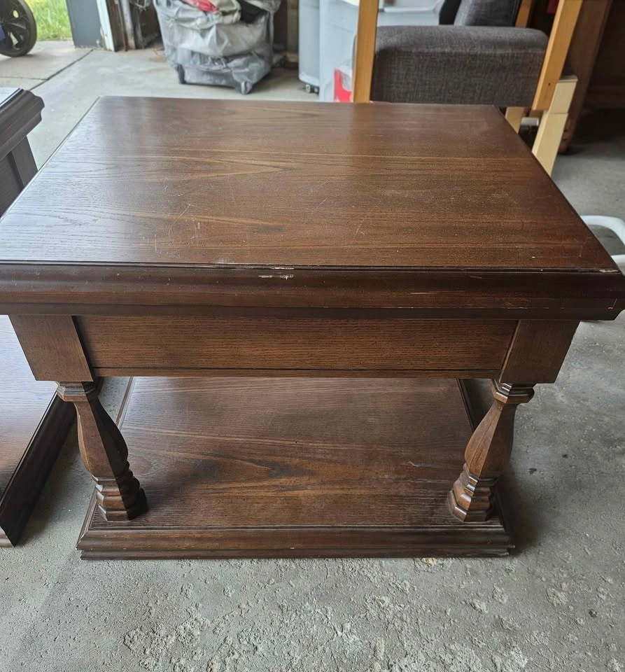 Pair (2) of Vintage Solid Wood End Tables – As Is - photo 3