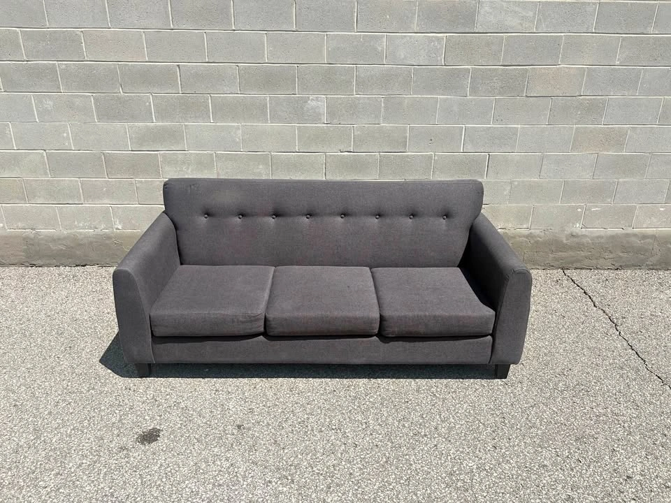 Grey Modern 3 Seater Sofa - Free Delivery