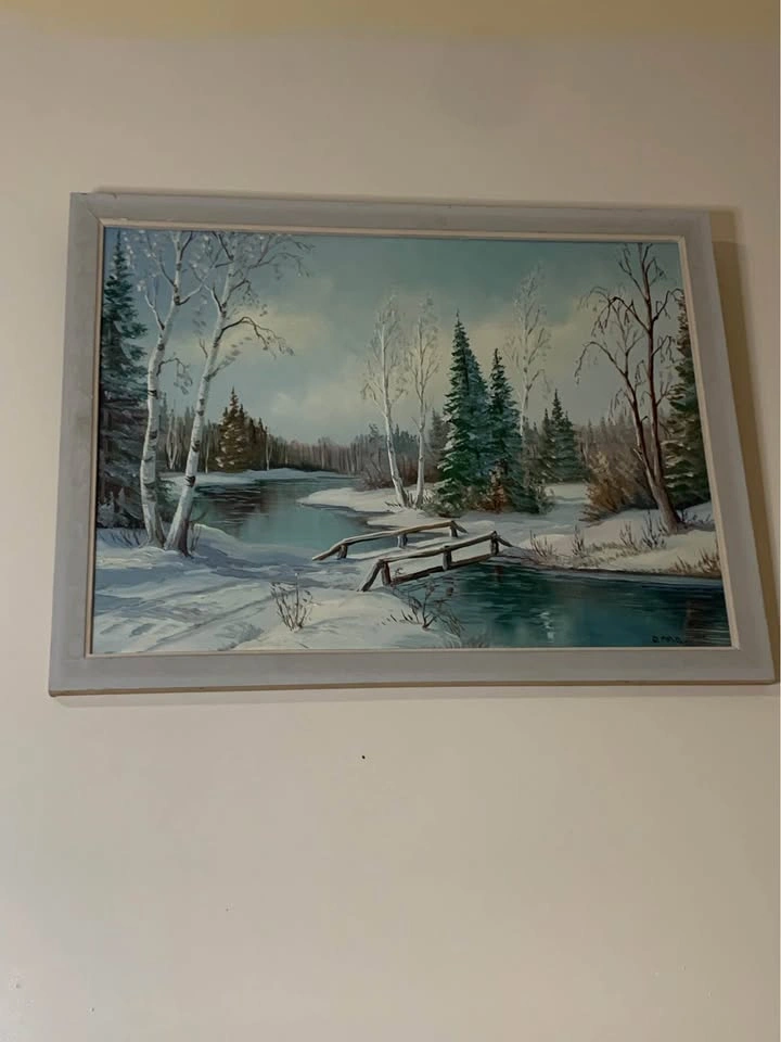 Original Signed Oil Painting – Winter Landscape – Framed - photo 4