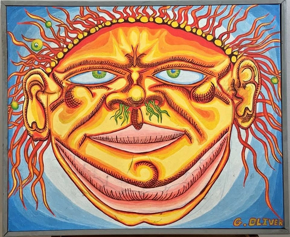 Orange Nosehair Man, oil on canvas, wood frame, by George Oliver