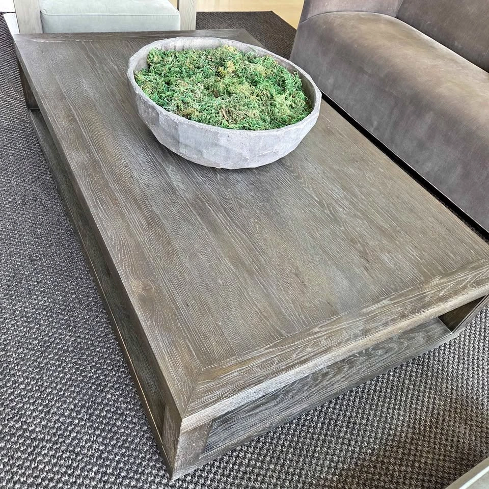 Restoration Hardware Grand Framed Coffee Table - Brown Oak