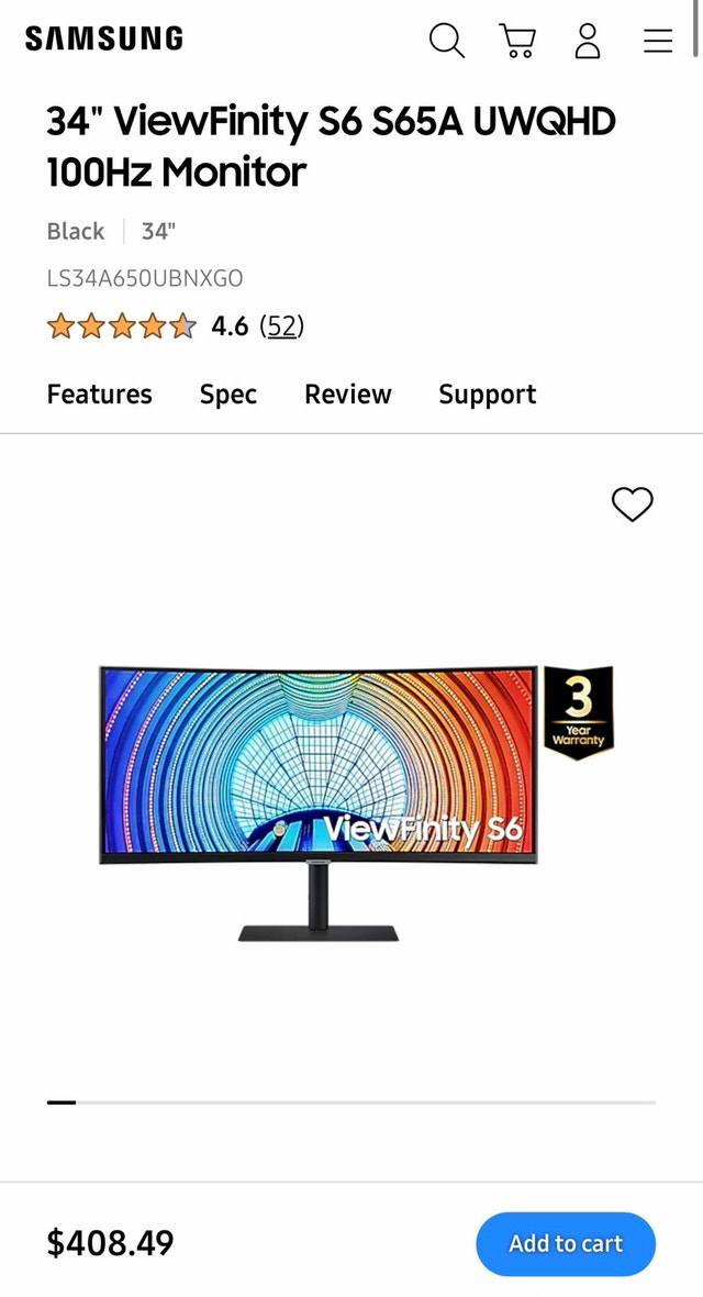 Samsung S65UA 34-inch curved ultrawide monitor - photo 2