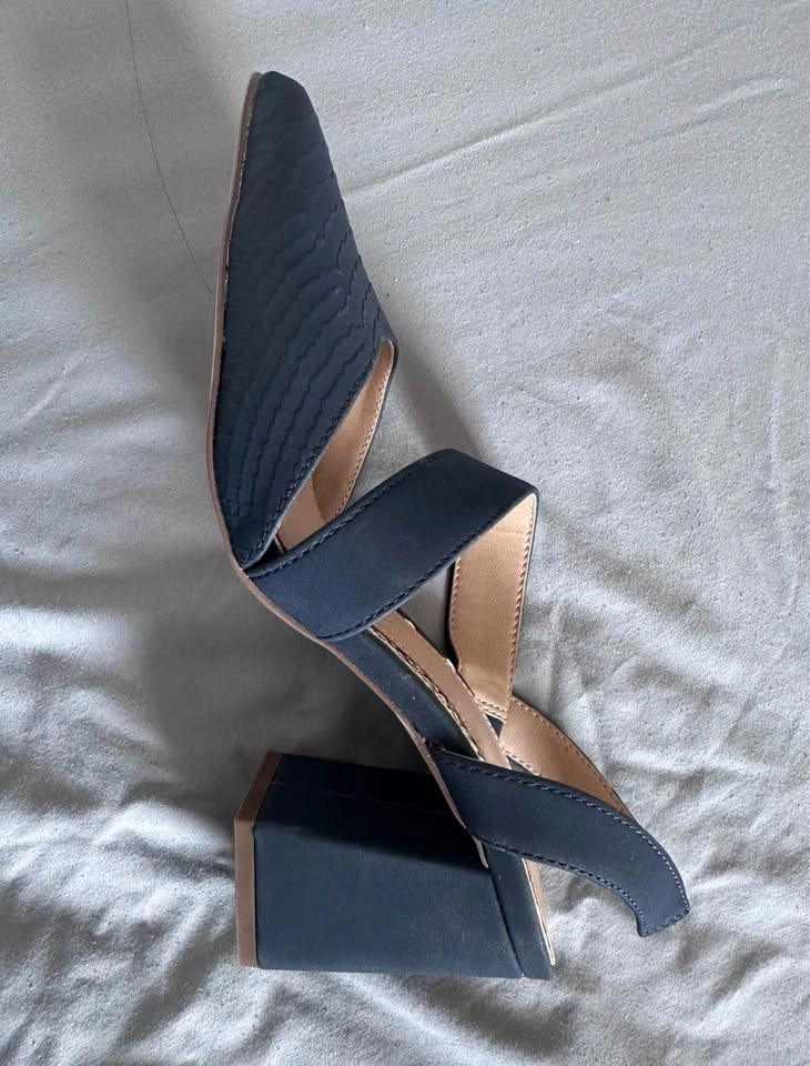 Call It Spring Navy Blue Block Heel Slingback Pumps - photo 3