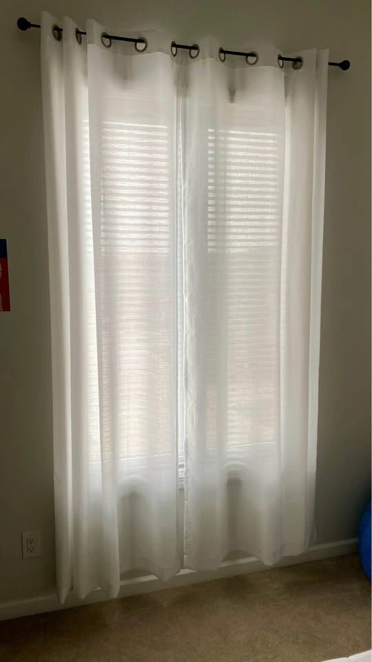 White Sheer Grommet Top Curtain Panels - Set of 2 - photo 2