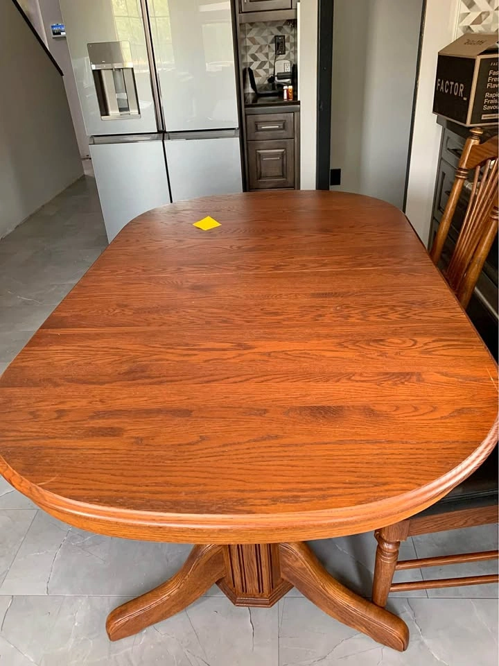 Oak dining table with 6 chairs
