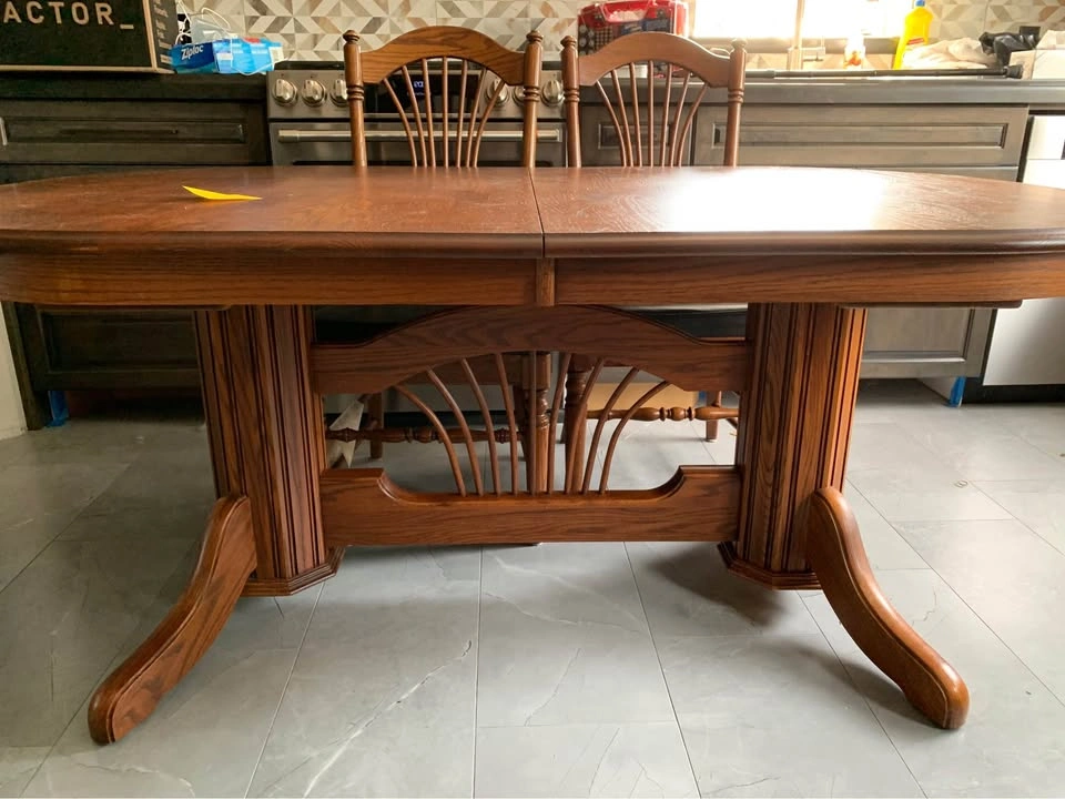Oak dining table with 6 chairs - photo 3