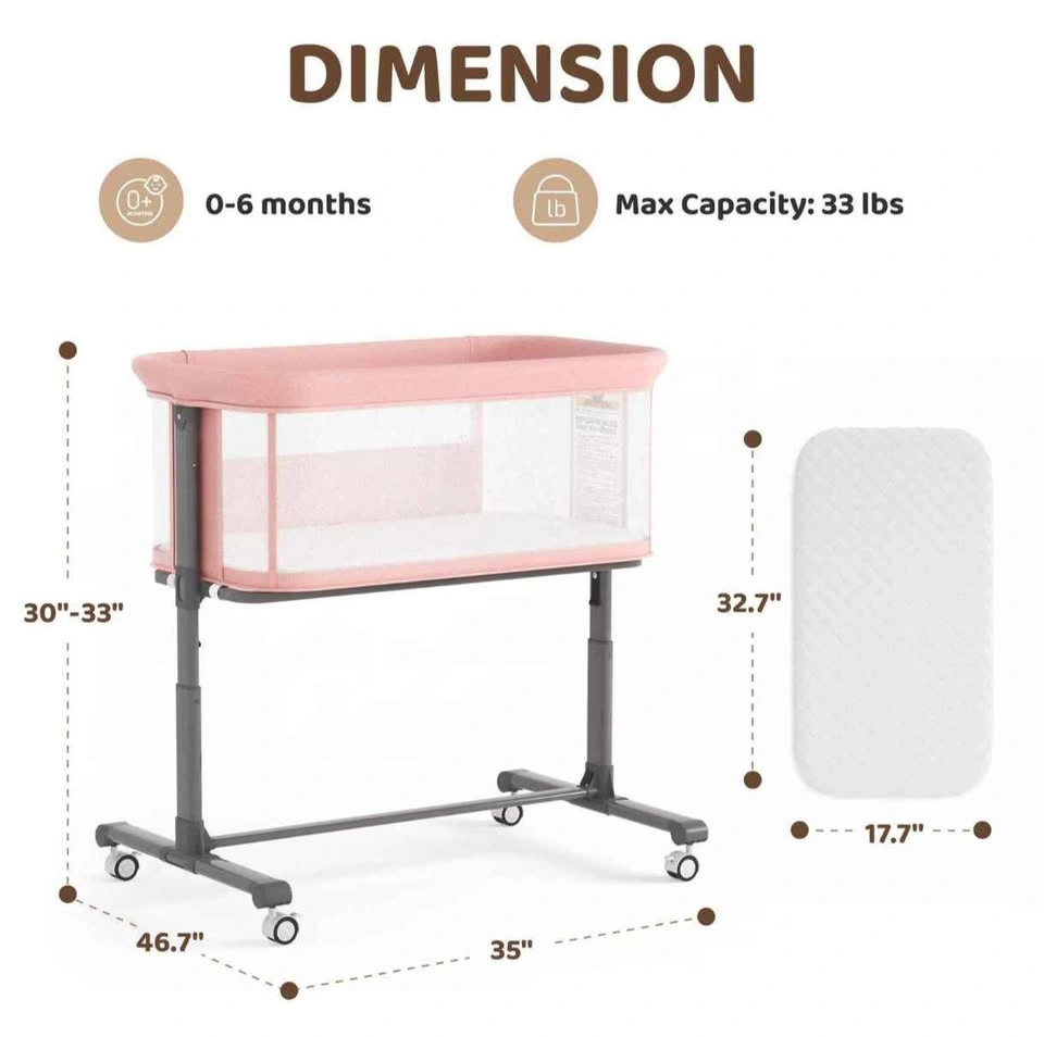 Baby Bassinet / Bedside Sleeper – Pink & Grey - photo 3