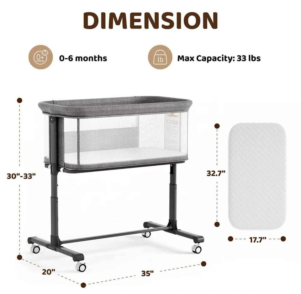 Baby Bassinet / Bedside Sleeper – Pink & Grey - photo 4