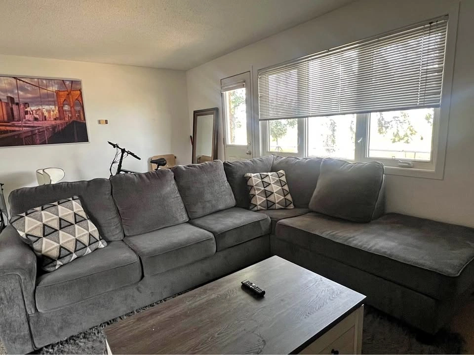Grey Sectional Sofa with Right-Facing Chaise and Care Kit