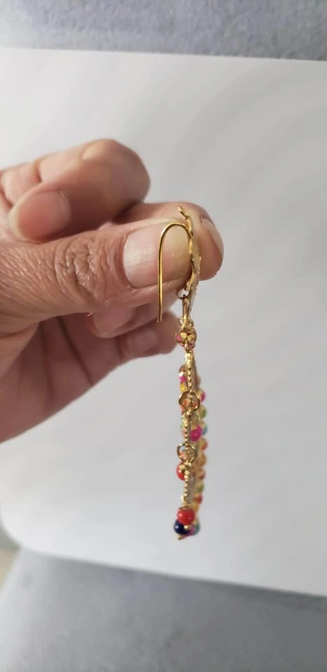 Traditional Punjabi Multicolour Jago Earrings & Tikka Set - photo 4
