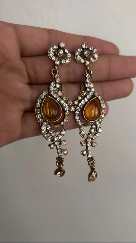 Gold Gem Drop Earrings - photo 2