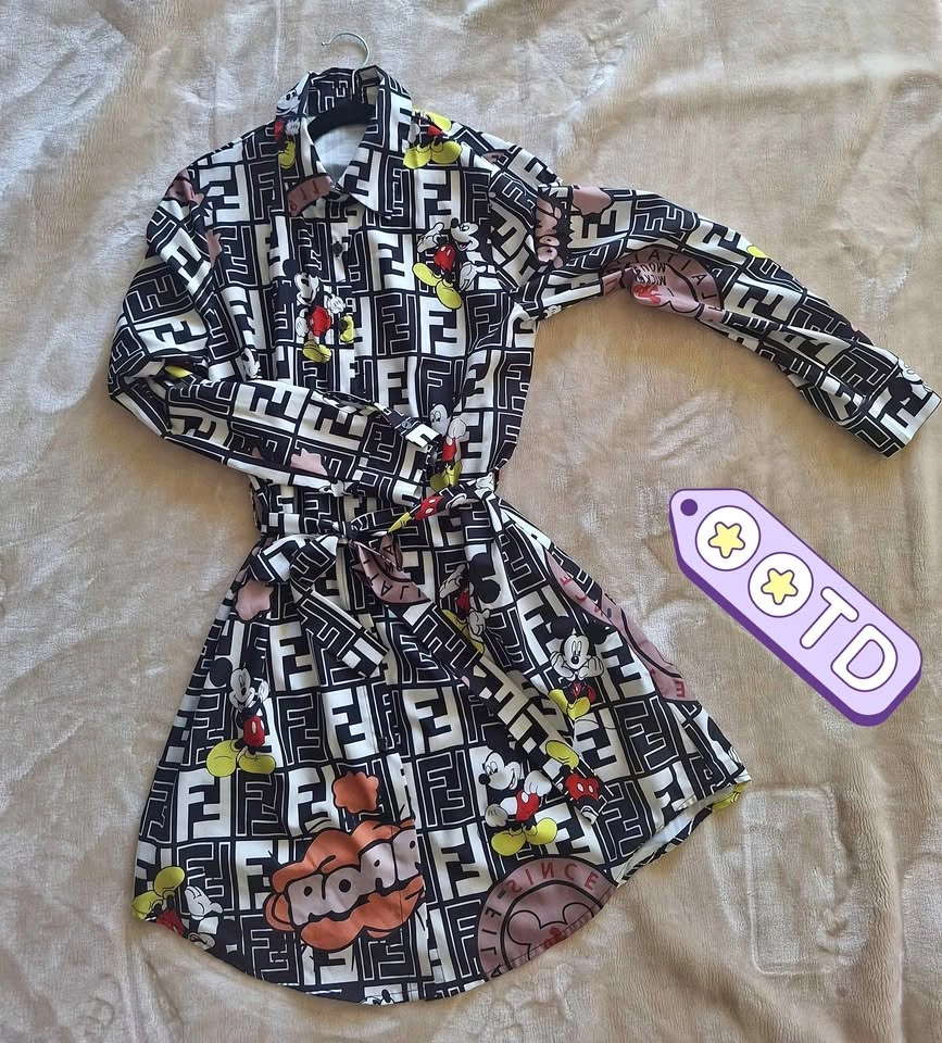 Mickey long sleeve button up dress